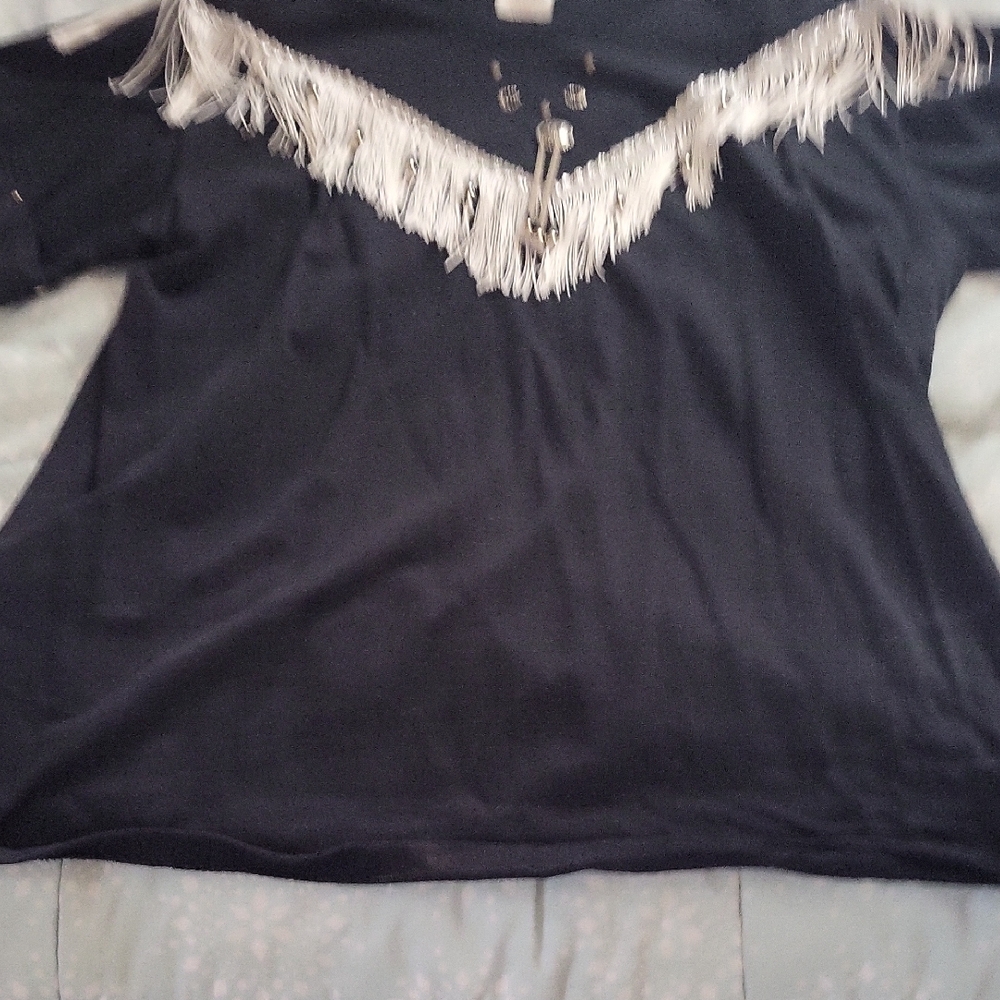 Black Fringe Top by Hazelwoods